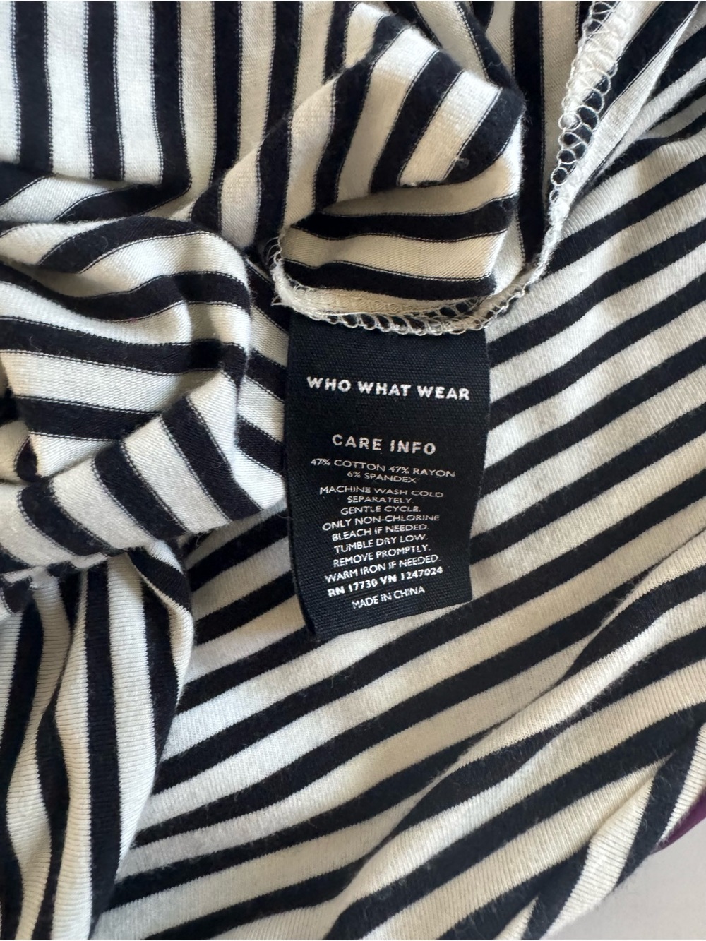 Who What Wear Black and White small Striped Short-Sleeve High-Low Dress - Picture 7 of 9